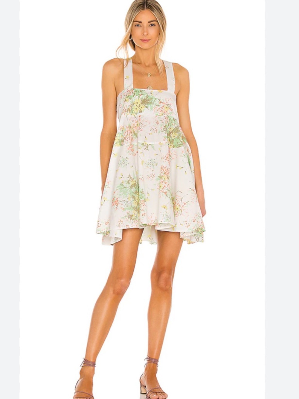 Free People Let The Sunshine In Printed Tunic Dress in Light Combo